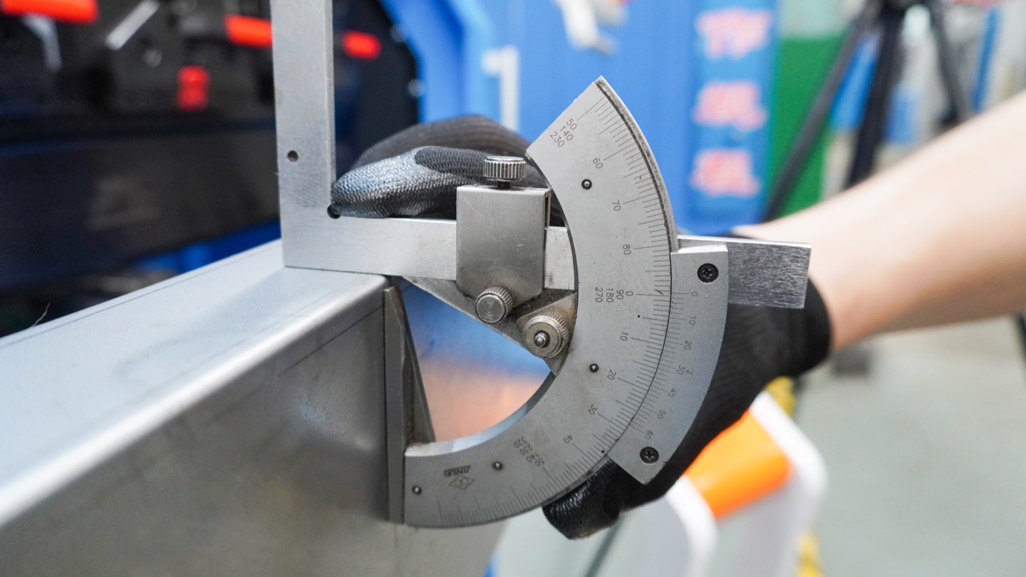 Angle measurement on a formed sheet metal part.