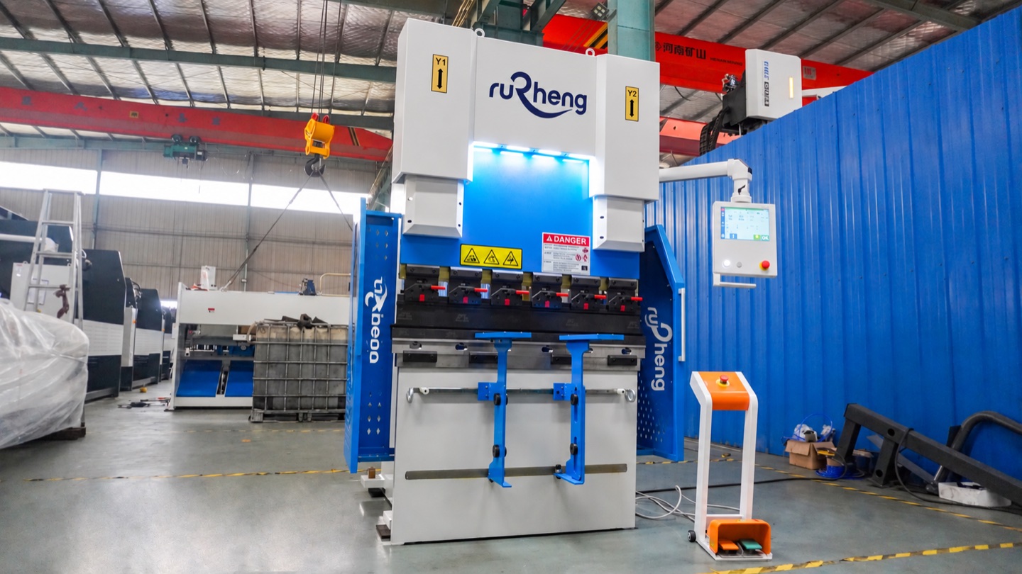 Compact 40-ton CNC press brake with a short bed and touchscreen controller, one example in the machine price range.